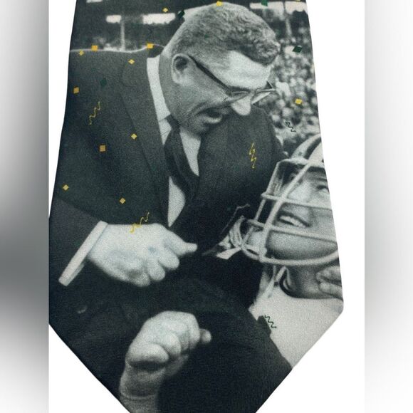Vince Lombardi Men’s Black Gray Gold Success Inspirational Football Necktie Tie - Picture 1 of 6